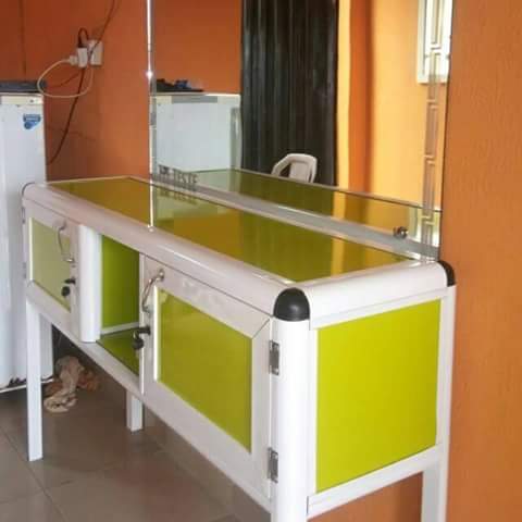 Custom aluminium shop cupboard designed and installed by ServoraPrise in Nigeria